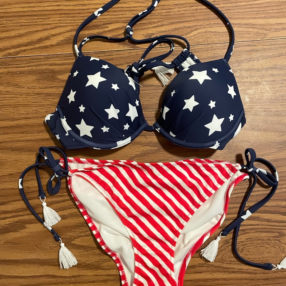 AdoreMe Red, White and Blue Bikini